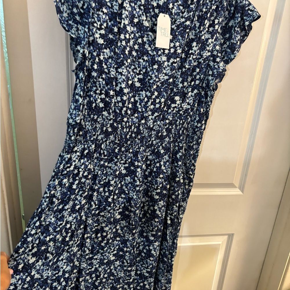 Time & Tru Floral Blue Dress Sz XXL - Picture 2 of 10